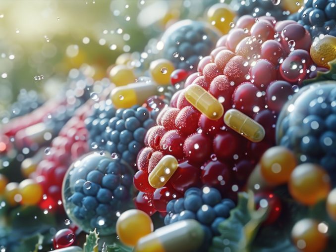 Immune System Defense shield-shaped organ surrounded by protective elements like vitamins and antioxidants, symbolizing the role of the immune system in defending against. Generative AI.