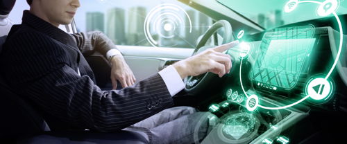 Autonomous car concept. Driverless vehicle. Sicherheit im Connected Car ist von entscheidender Bedeutung.