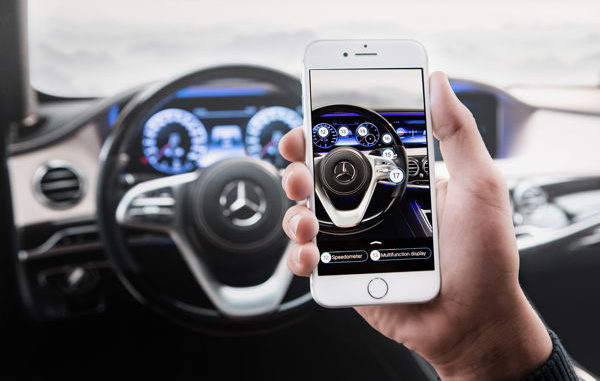 "Asl Mercedes" nutzt künstliche Intelligenz (KI) und kombiniert einen Chatbot mit Augmented-Reality-Funktionen. (c) Daimler AG
