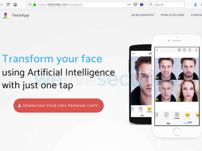FaceApp 1 Gefälschte Webseite der Betrüger.