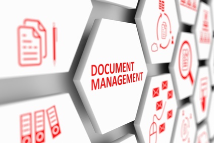 Document management concept cell blurred background 3d illustration