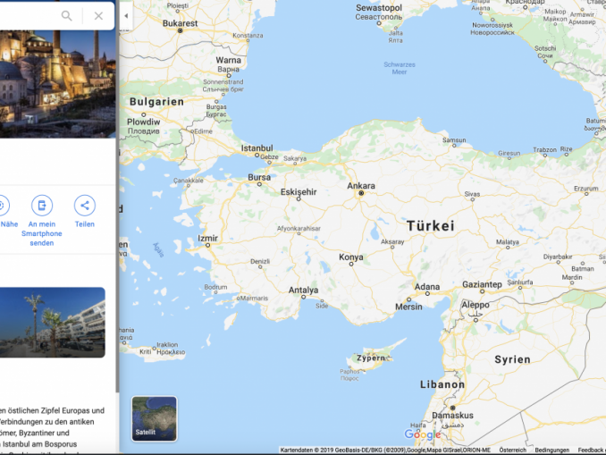 Googlemaps-Türkei Google-Dienste wie Maps (im Bild), YouTube oder der PlayStore werden in der Türkei nicht mehr unterstützt.