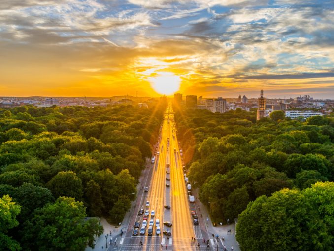 Berlin, Aerial View of Tiergarten park in Victory Column, Germany