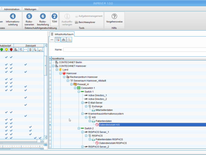 Screenshot von INPRIVE Software für DSGVO (c) Contechnet