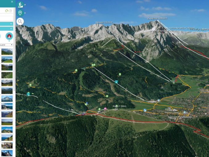 Tourenplaner Dank realistischer Ansichten fällt die Einschätzung des Geländes sowie die Orientierung leicht.