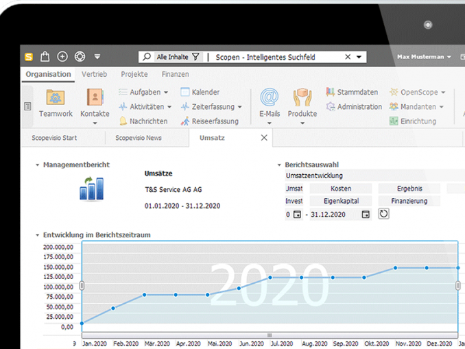 erp-cloud-module-umsatz Moderne Cloud Systeme integrieren alle Bereiche (c) Scopevisio